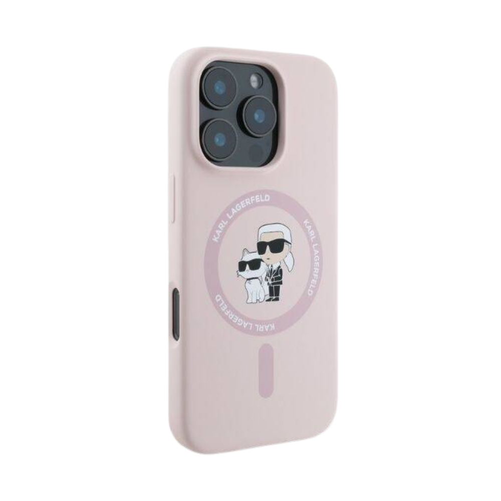 Karl Lagerfeld hc magsafe silicone kc heads ring pink iphone 16 pro