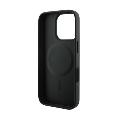 Guess hc magsafe pu 4g ring classic logo black iphone 16 pro