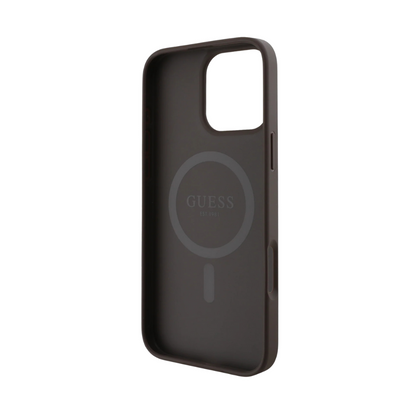 Guess hc magsafe pu 4g ring classic logo brown iphone 16 pro