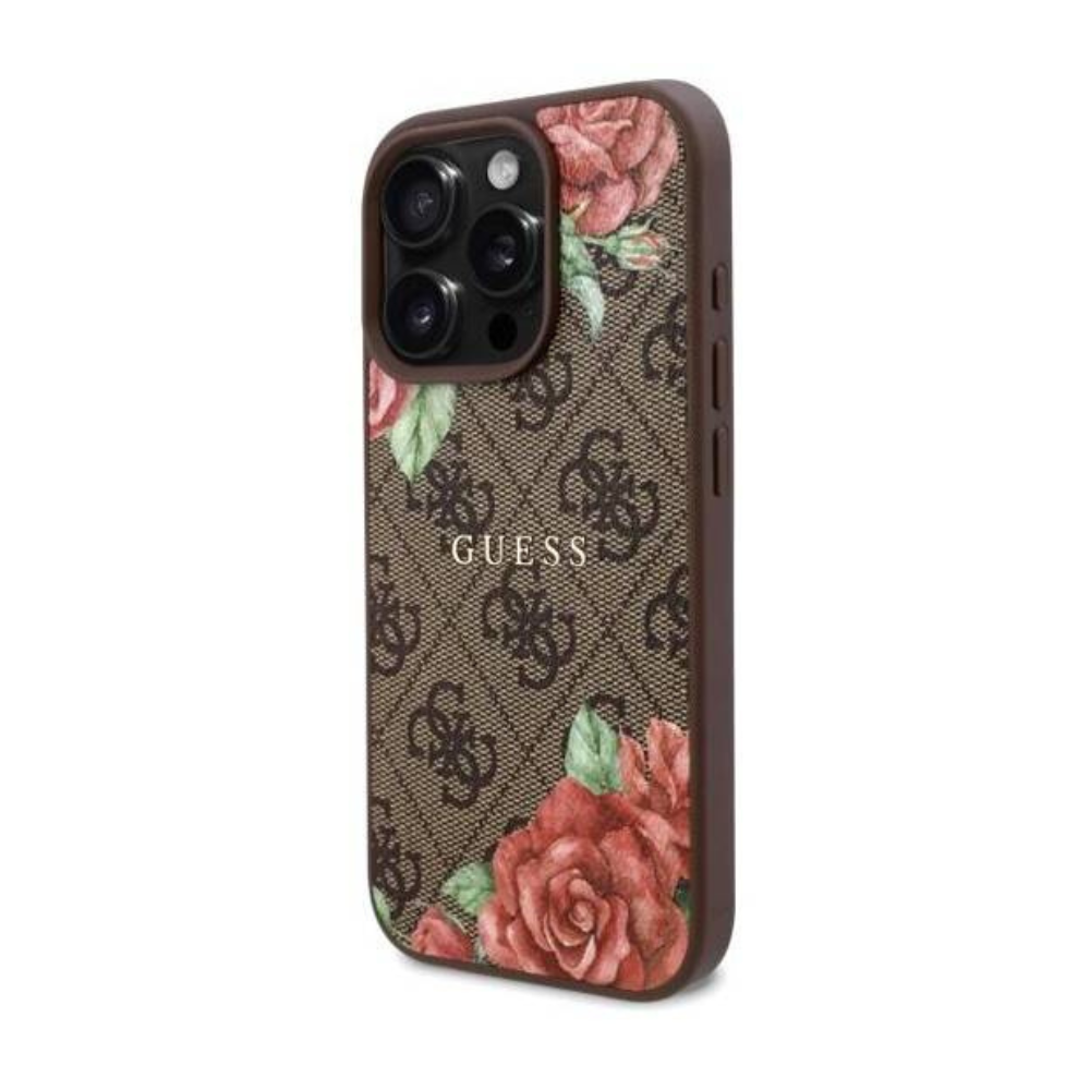 Guess hc magsafe pu 4g flowers print brown iphone 16 pro