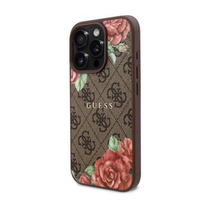 Guess hc magsafe pu 4g flowers print brown iphone 16 pro
