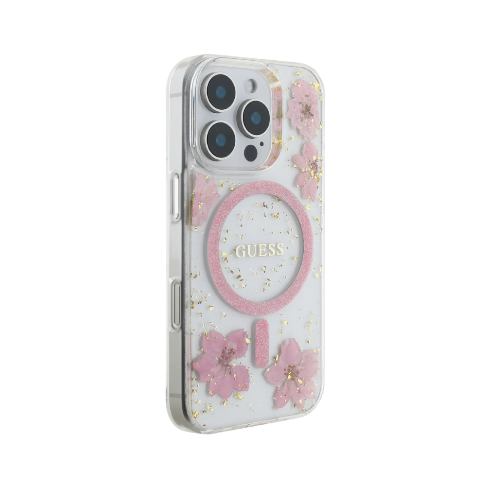 Guess hc magsafe resin flowers pink iphone 16 pro