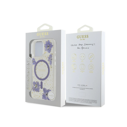 Guess hc magsafe resin flowers purple iphone 16 pro
