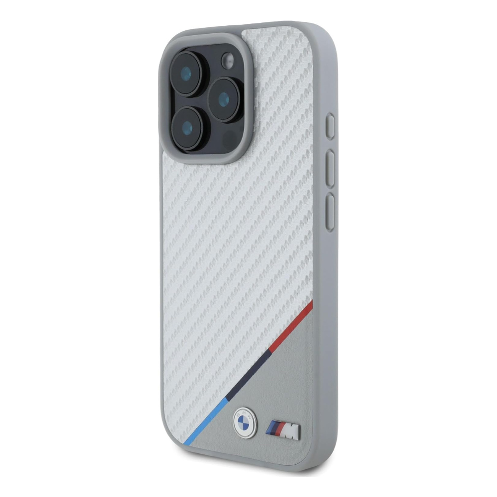 BMW hc m magsafe pu carbon tricolor line grey iphone 16 pro