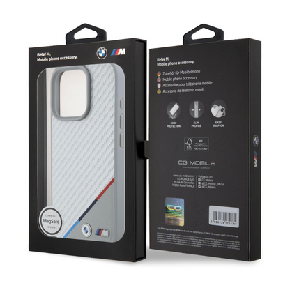 BMW hc m magsafe pu carbon tricolor line grey iphone 16 pro