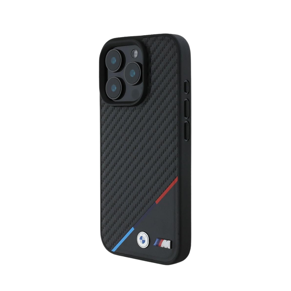 BMW hc m magsafe pu carbon tricolor line black iphone 16 pro max
