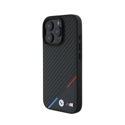 BMW hc m magsafe pu carbon tricolor line black iphone 16 pro max