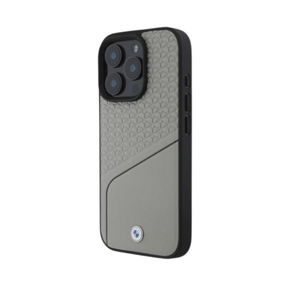 BMW hc sign magsafe leather textured and line grey iphone 16 pro max