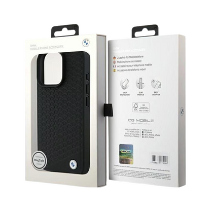 BMW hc sign magsafe leather diamond metal logo black  iphone 16 pro max