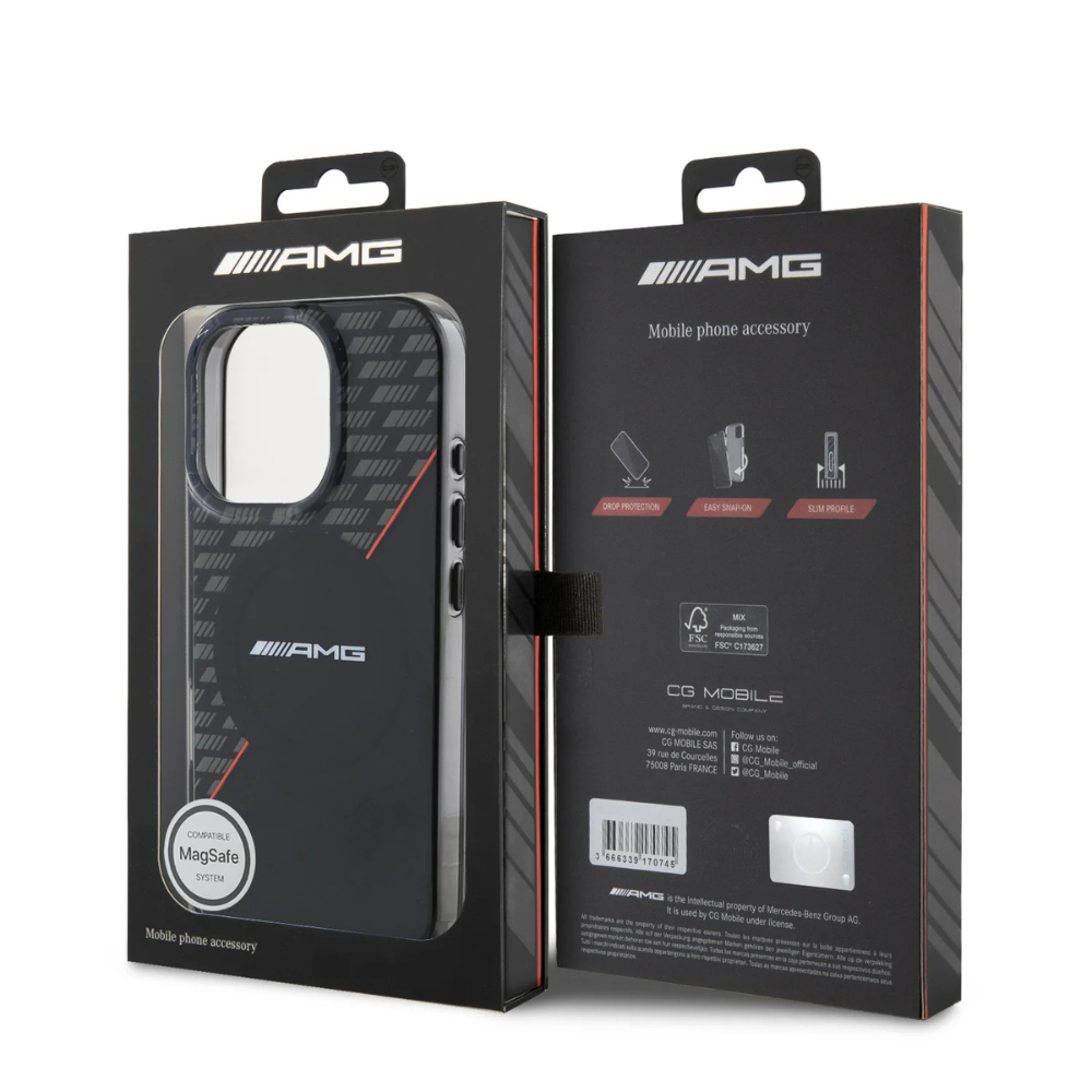 Amg magsafe case double layer black&red iphone 16 pro