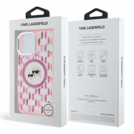 Karl Lagerfeld hc magsafe iml metal monogram kc heads pink  iphone 16 pro