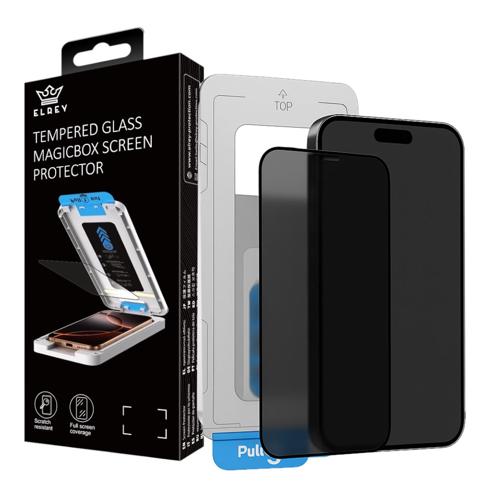 El Rey tempered glass PRIVACY  magicbox screen protector for iphone 13 pro