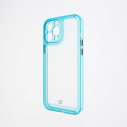 Estuche transparente el rey marco de apple iphone 13 pro max color turquesa / transparente