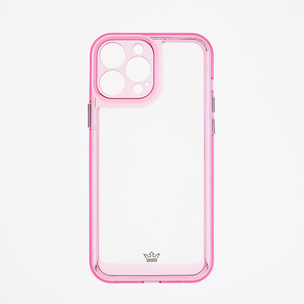 estuche transparente el rey marco de apple iphone 13 pro max color rosado / transparente