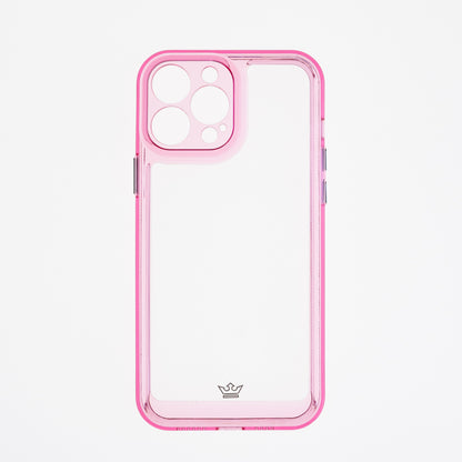 estuche transparente el rey marco de apple iphone 13 pro max color rosado / transparente