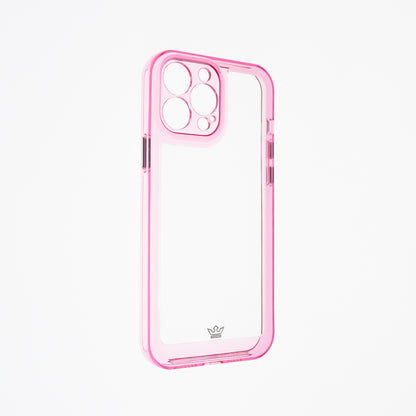 Estuche transparente el rey marco de apple iphone 13 pro max color rosado / transparente