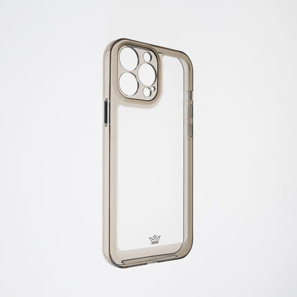 Estuche transparente el rey transparente + marco de apple iphone 13 pro max color gris