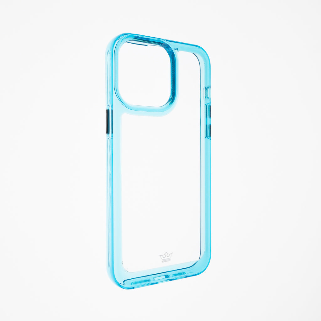 Estuche transparente el rey marco de apple iphone 14 pro color turquesa / transparente