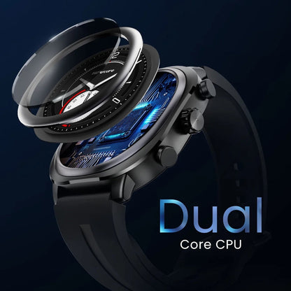Smartwatch hifuture aix lite 1.43 inch de pantalla Amoled procesador dual core syntra AI con más de 100 modos de deportes banda de silicon