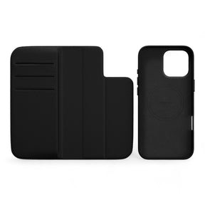 Estuche switcheasy folio iphone 16 pro card folio m leather flip phone case with stand  color negro