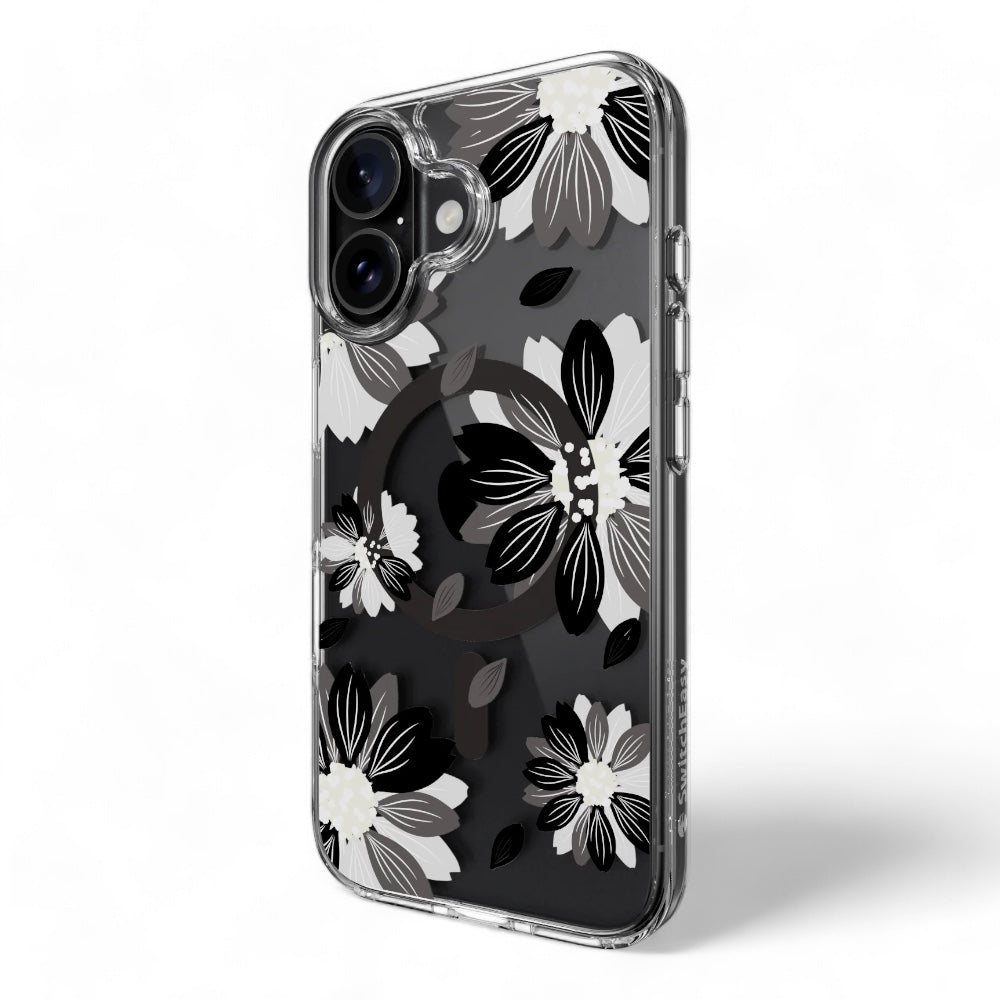 Estuche switcheasy skin iphone 16 style m pattern shockproof case black flower color multicolor