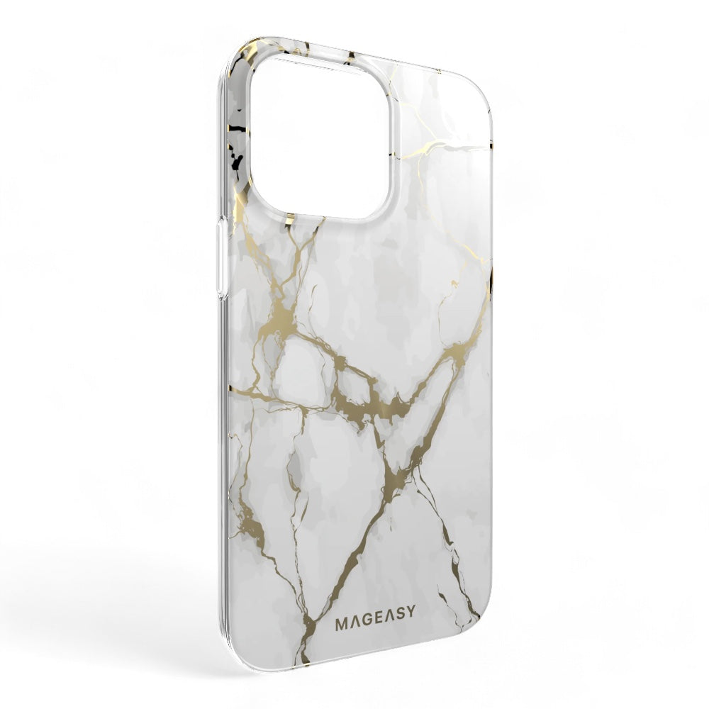 Estuche switcheasy marble iphone 14 pro champagne white color blanco