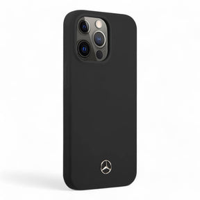 Estuche mercedes-benz silicon iphone 14 pro max - silicone black case with microfiber lining color negro