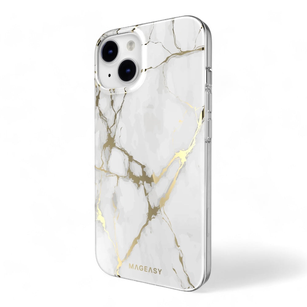 Estuche switcheasy marble m iphone 14 plus champagne white color blanco