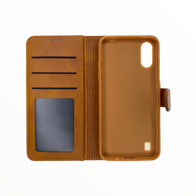 Estuche carteras lc imeeke folio libreta con porta tarjeta samsung a01 color cafe