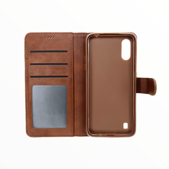Estuche carteras lc imeeke folio libreta con porta tarjeta samsung a01 color cafe