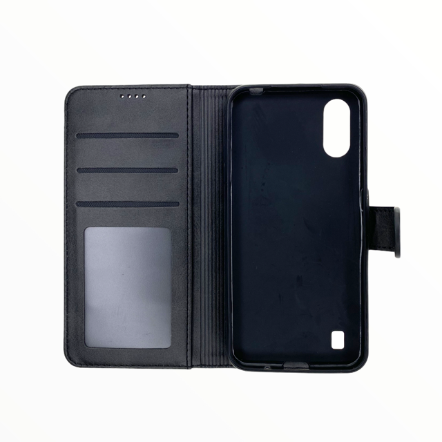Estuche carteras lc imeeke folio libreta con porta tarjeta samsung a01 color negro