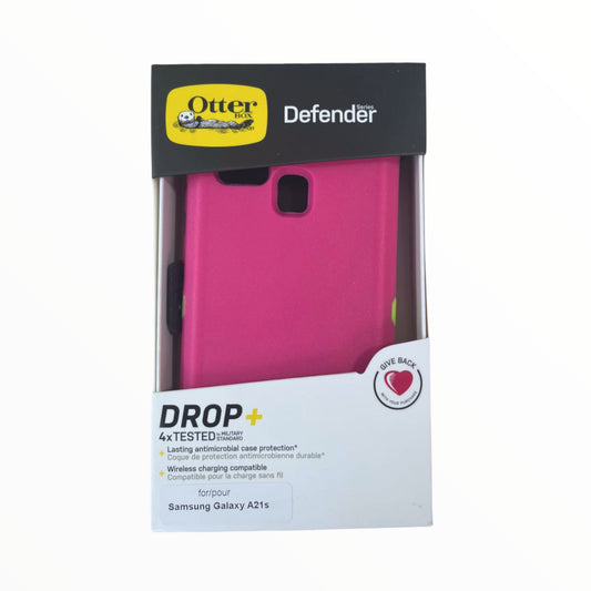 estuche proteccion otterbox defender samsung a21s color rosado / verde DIGITALSHOP