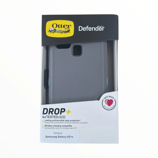 estuche proteccion otterbox defender samsung a21s color gris / turquesa DIGITALSHOP