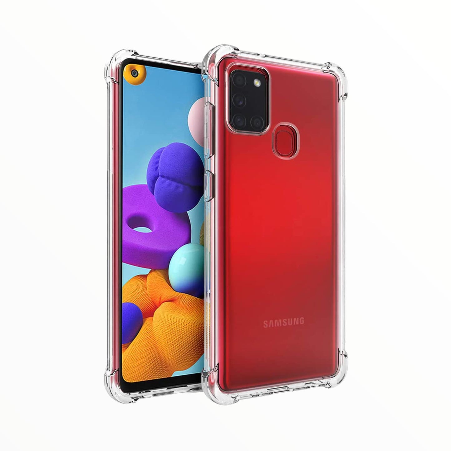 Estuche proteccion el rey hard case reforzado samsung a21s color transparente