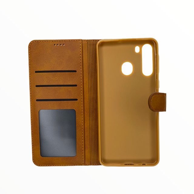 Estuche carteras lc imeeke folio libreta con porta tarjeta samsung a21 color cafe