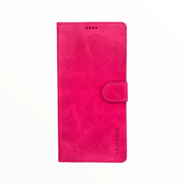 estuche carteras lc imeeke folio libreta con porta tarjeta samsung a21 color rosado DIGITALSHOP