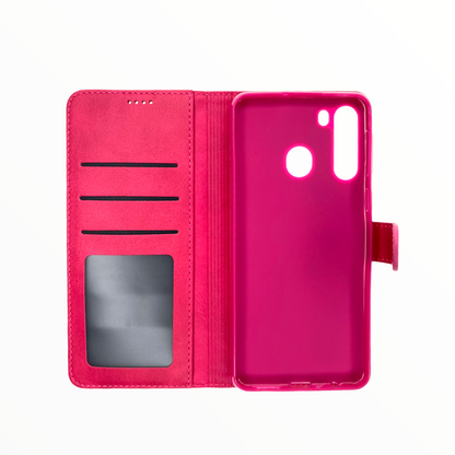 Estuche carteras lc imeeke folio libreta con porta tarjeta samsung a21 color rosado