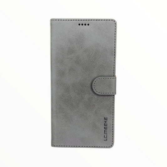 lc imeeke folio notebook wallet case with card holder samsung a41 gray color