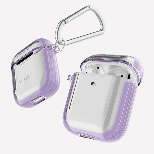 Xdoria Defense Clear Protective Case for Apple AirPods 1/2 Gen 1, Gen 2 Purple
