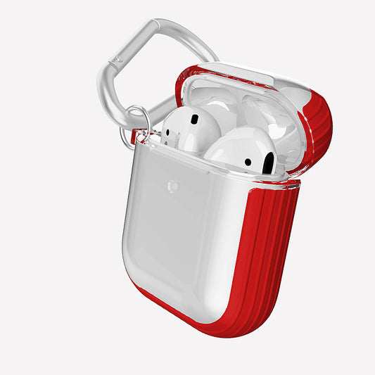 Xdoria Defense Clear Protective Case for Apple AirPods 1/2 Gen 1, Gen 2 - Red