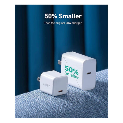 Cargador aukey pared 2 cubode 20w ultra compact pd wall color blanco