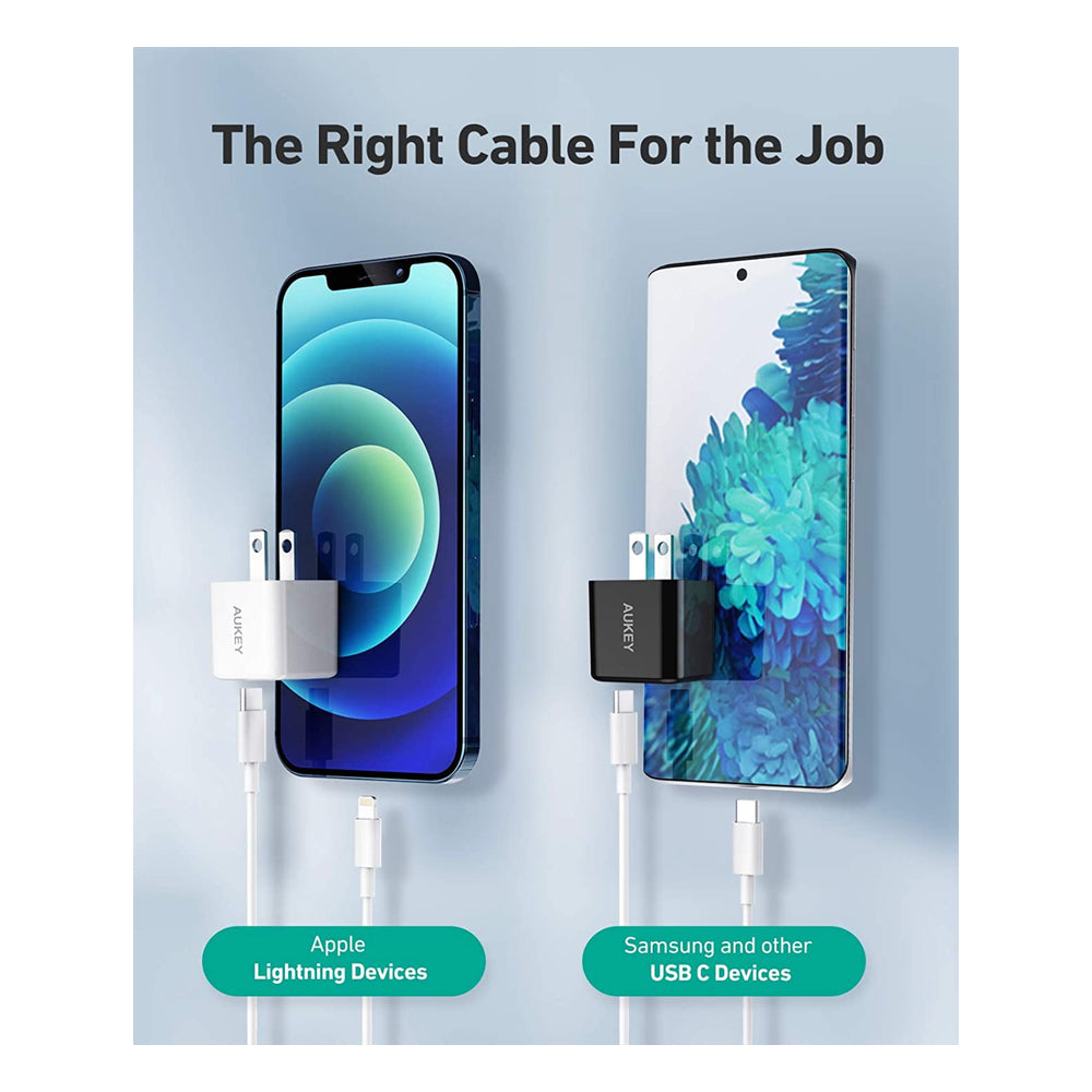 Cargador aukey pared 2 cubode 20w ultra compact pd wall color blanco