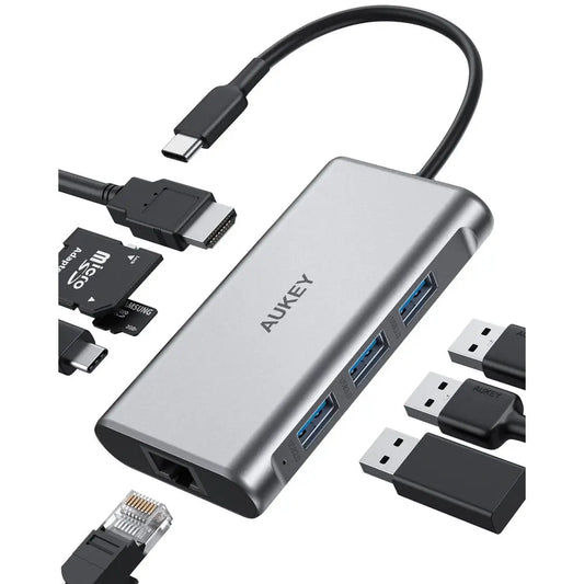 Adaptador Aukey Hub 8 En 1 Con Usb C Para Tablet O Computadora DIGITALSHOP