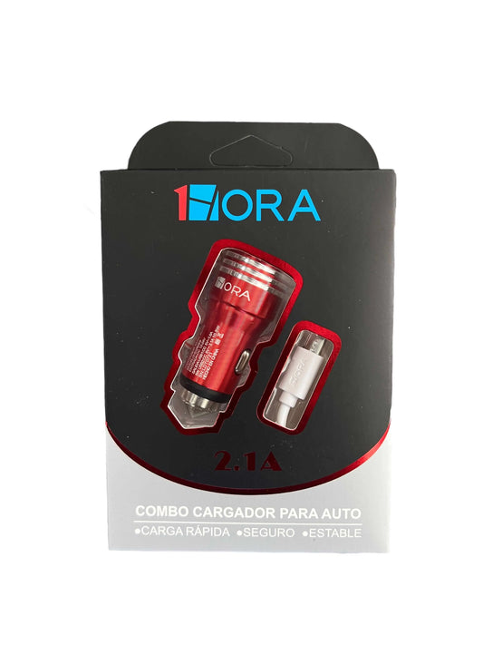 Cargador 1Hora Carro De Con Micro Usb V8 Para Color Rojo DIGITALSHOP