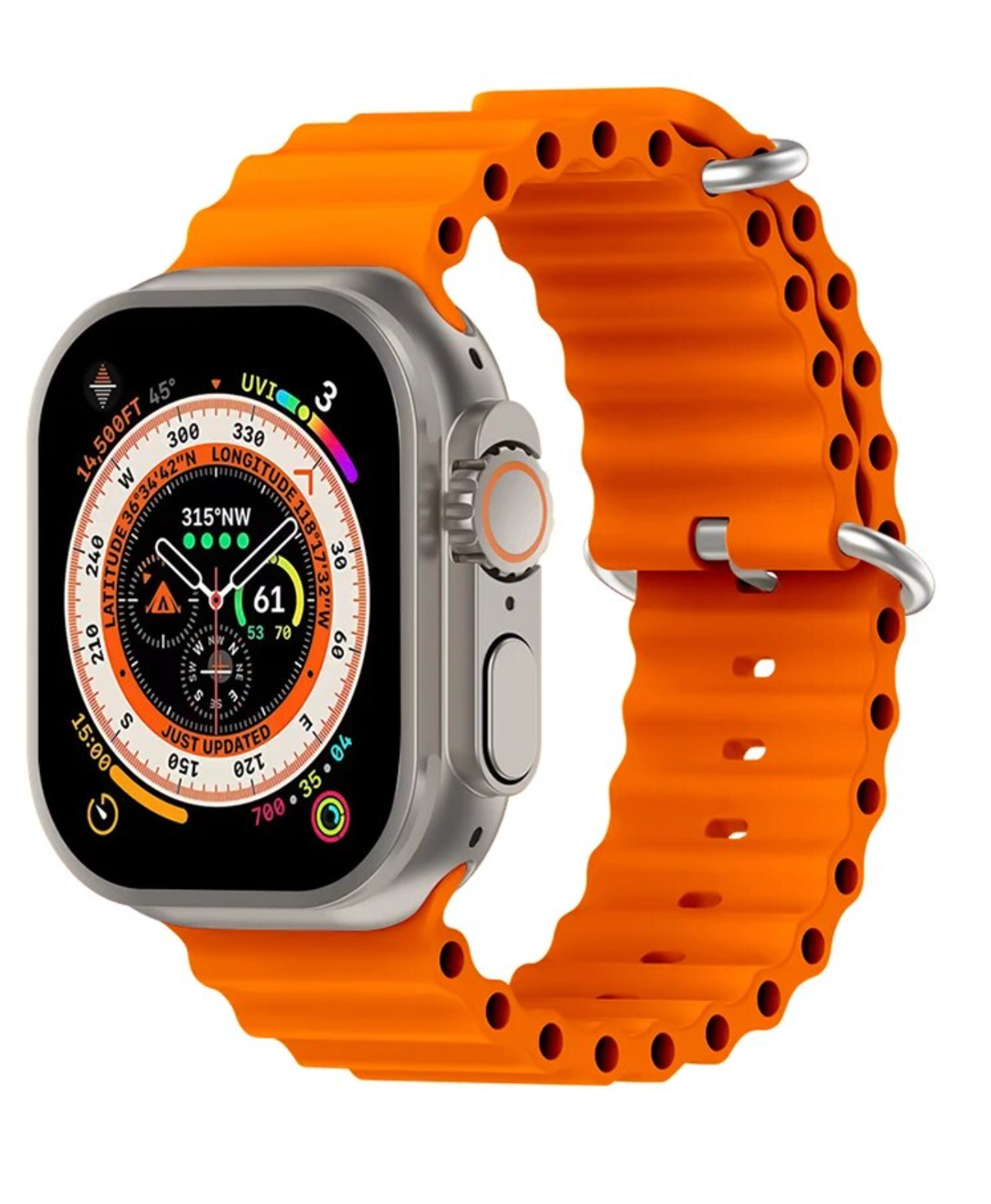 Gadget generico smart watch  h11 ultra plus 49 mm con pulsera color naranja y case