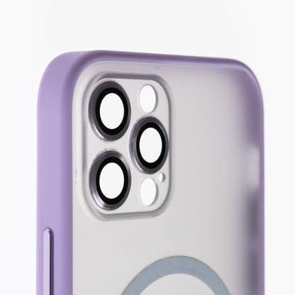 Estuche vidrio templado el rey magsafe con marco de vidrio templado de camara trasera apple iphone 12 pro color morado