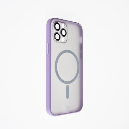 Estuche vidrio templado el rey magsafe con marco de vidrio templado de camara trasera apple iphone 12 pro color morado