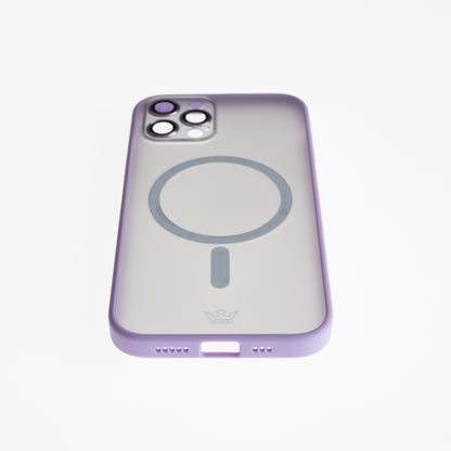 Estuche vidrio templado el rey magsafe con marco de vidrio templado de camara trasera apple iphone 12 pro color morado