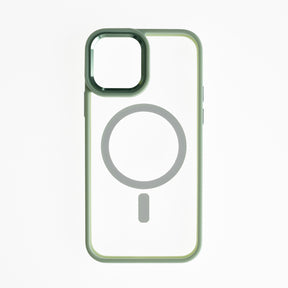 estuches magsafe el rey magsafe con borde con la funciÑn apple iphone 13 color verde / transparente