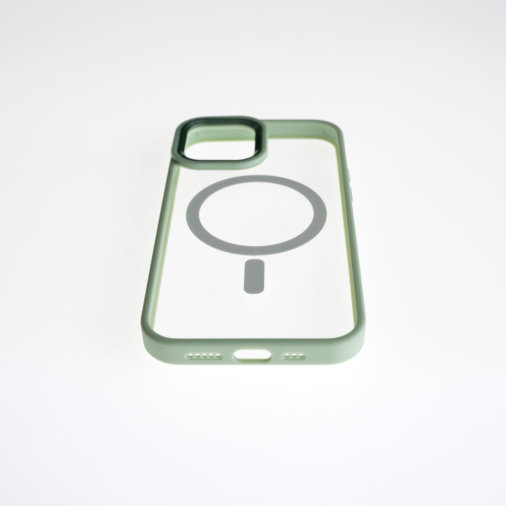 estuches magsafe el rey magsafe con borde con la funciÑn apple iphone 13 color verde / transparente